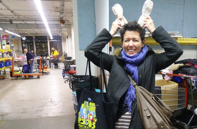 Hetty this spring at the warehouse where materials for New York City dance teachers are offered free by Capezio Ballet Makers and others. See the website for Friends of Materials for the Arts. Hetty teaches dance to New York kids, preK to 5th Grade. http://www.materialsforthearts.org/2014/04/03/13915/ (The photo was not credited.)