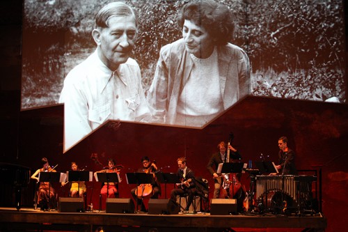 Muscians - including composers Bryce Dressner, seated with guitar, and Richard Parry, standing with bass. Photo: Julieta Cervantes
