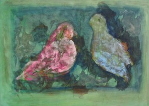 From "A Pigeon in Delacroix's Garden" series. Mixed media on canvas, 2013